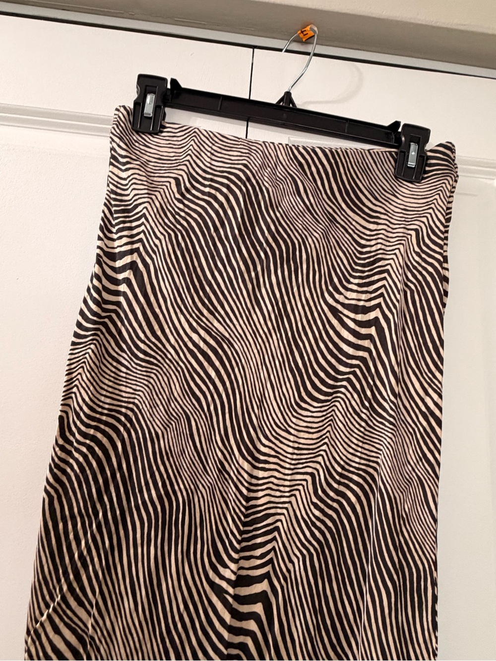 Women’s Zebra-Stripe Midi Skirt in Black and Cream